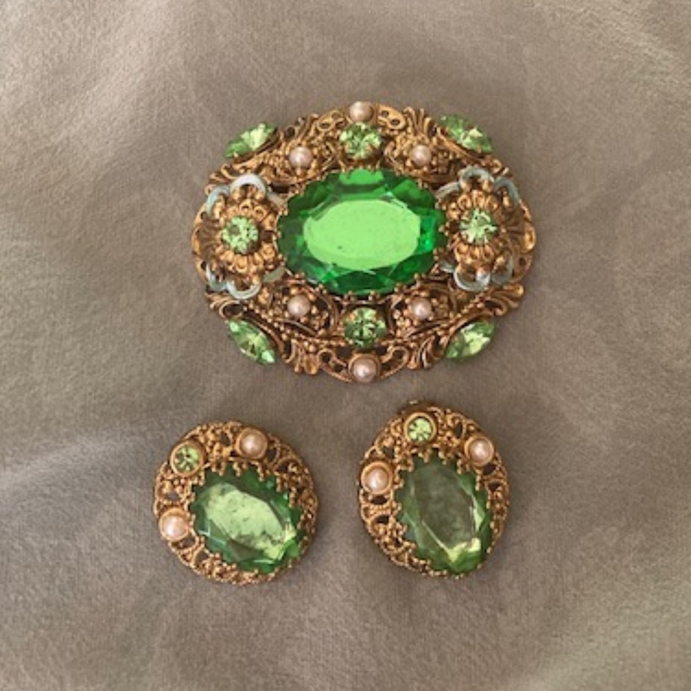Vintage Brooch and Earrings